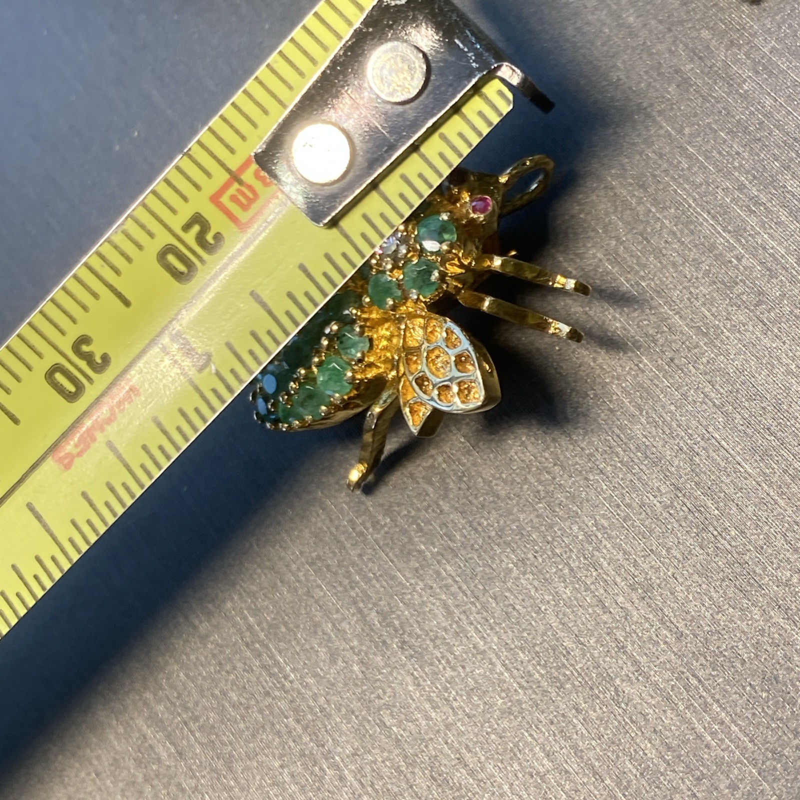 Victorian Diamond Emerald Ruby Antique Insect Fly… - image 6
