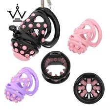 Male Chastity Cage Device with Soft Nails Tube Sound with 6 Rings CB Lock Belt