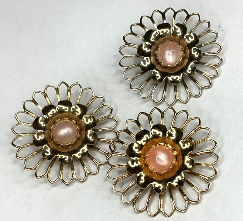Vintage Sarah Coventry "Pink Passion" (1958) Brooch & Earrings Set