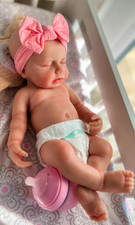 Reborn Silicone Girl, Full Body SILICONE BABY DOLL, Open Mouth, 18", 7.5 lbs