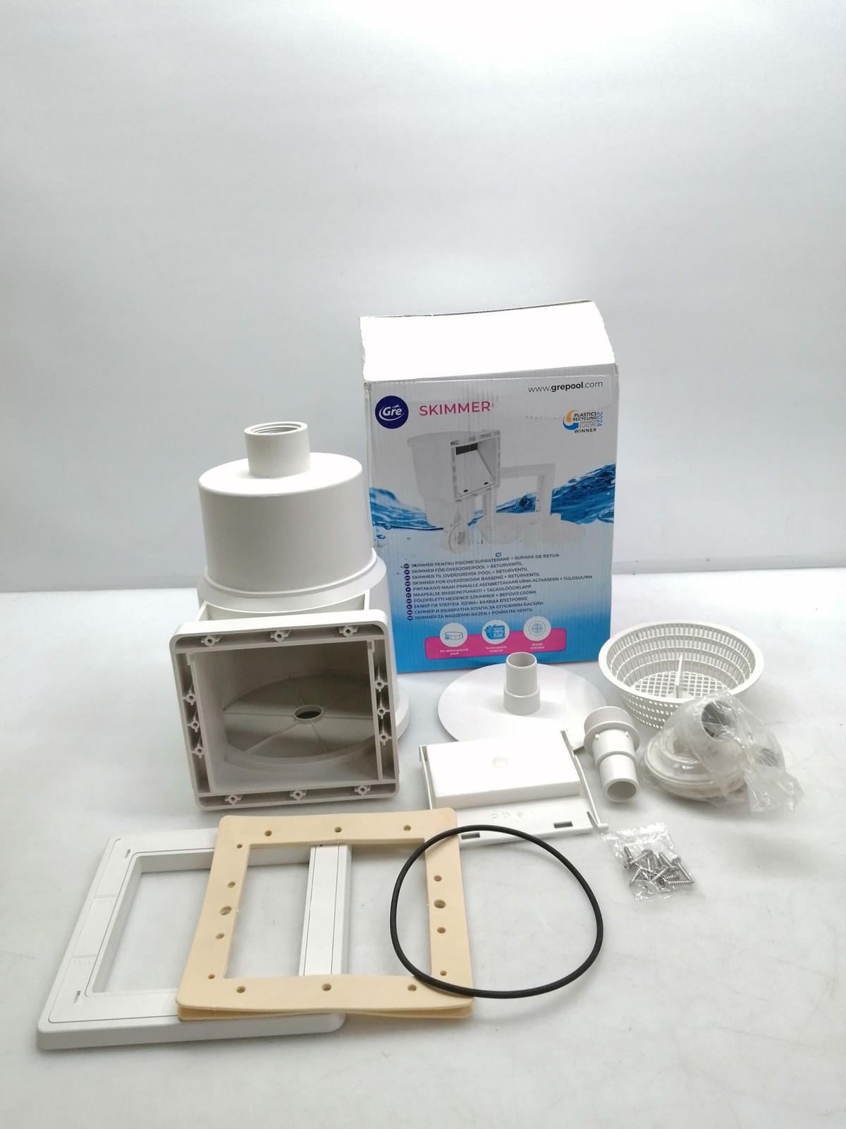 Juego de skimmer GRE AR100 para piscinas estándar - blanco