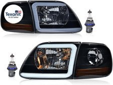 LED DRL Headlight Assemblies Compatible with 1997-2002 Ford Expedition/Fit 1998-