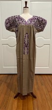 XL San Antonino Maxi Dress, Oaxaca Mexican dress. hand Embroidered. Silk Threads