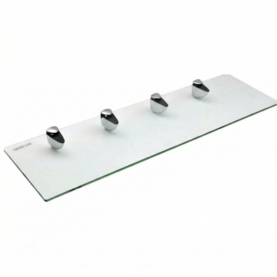 Clear Tempered Glass Shelf Panel Shelving Display Bathroom Shelves with Brackets - Image 4 of 4