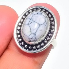 Howlite Gemstone 925 Sterling Silver Jewelry All Size Ring For Gift