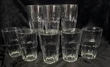 Vintage Crisa Libbey Clear Boston 8 Paneled Water Tumblers Glasses 16oz SET-OF-8