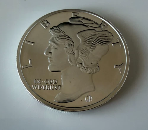 Silver Bullion Mercury Dime Style 1 Troy Oz Silver Round .999 Fine Silver Proof