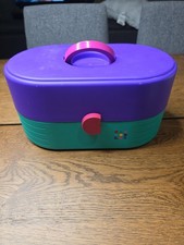 Caboodles Train Hard Travel Case Makeup 3 Tier w/Mirror Purple/Green Vtg 2640