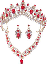 Tiaras and Crowns for Women,Tiaras Earrings Necklace, Crystal Bridal Jewelry Set
