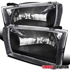 Fit 1999-2004 Ford F250 F350 F450 Excursion Black Headlights Head Lamps 99-04