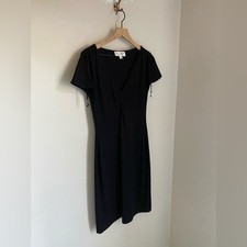 St. John Evening Black Cocktail Dress Beaded Flutter Sleeve Size 6