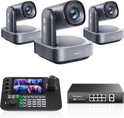 4K NDI PTZ Camera Bundle/Kit - 3-Pack 20X Optical + 8X Digital Zoom AI Cameras (