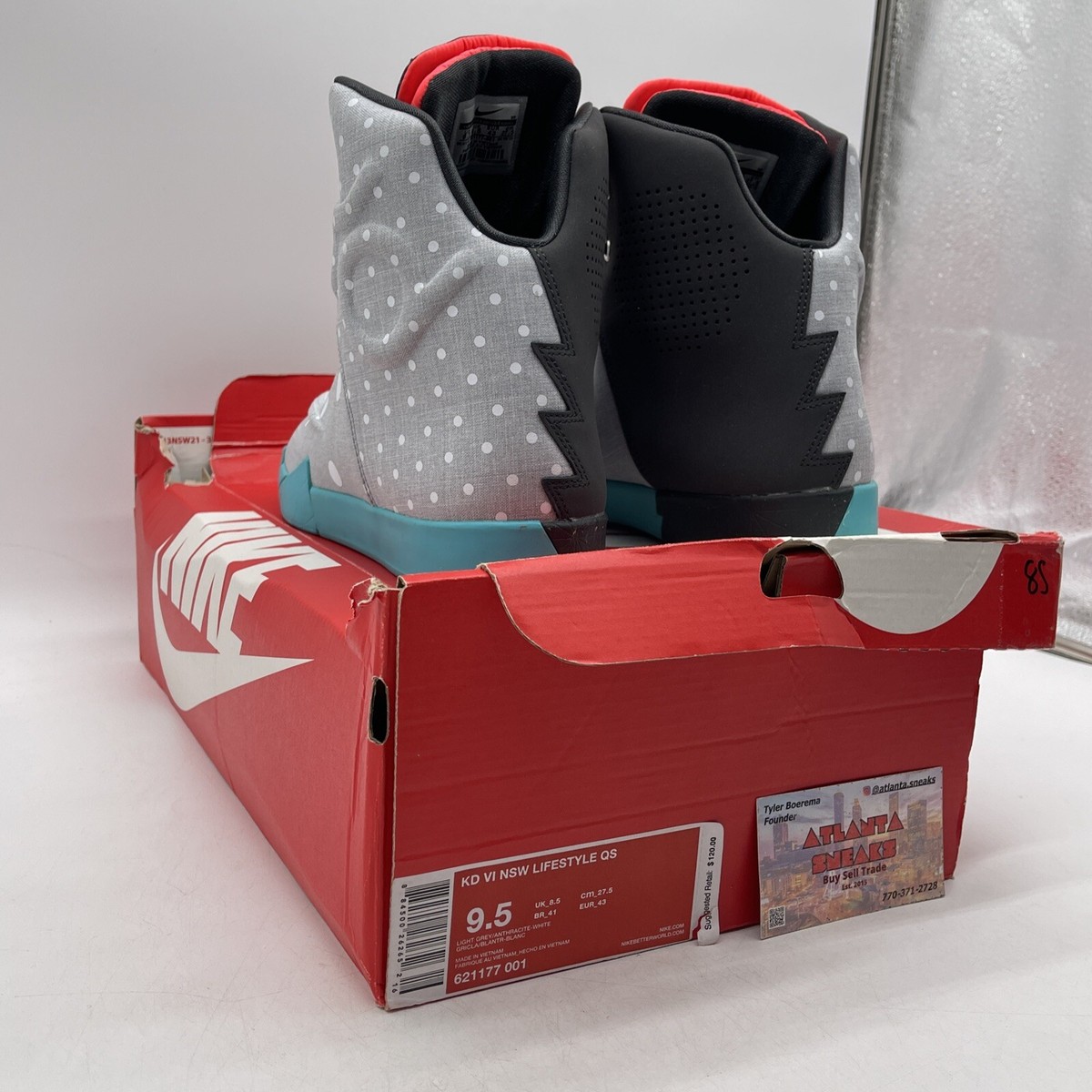 Size 9.5 - Nike KD 6 Nsw Lifestyle Qs Birthday Grey Blue Suede