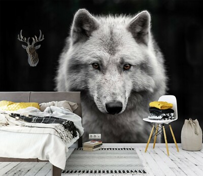3D Gray Wolf ZHU1021 Wallpaper Wall Mural Removable Self-adhesive Zoe