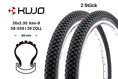 2 Stück 26 Zoll KUJO Reifen SET 26x2.30 MTB Dirt Street Tire 58-559 black