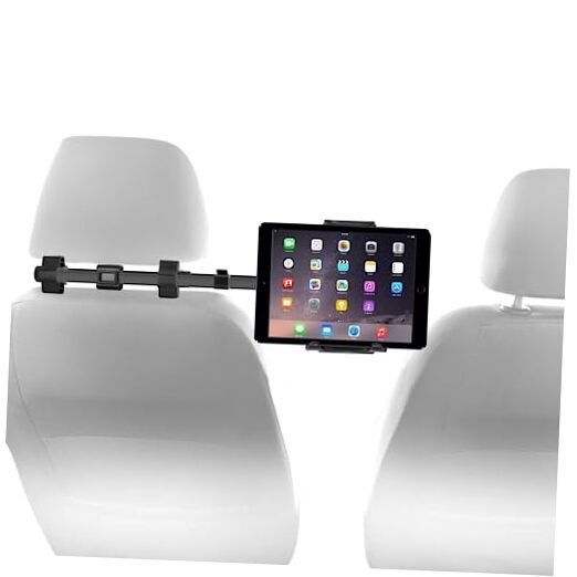 Adjustable Car Headrest Tablet Holder for iPad in Black  