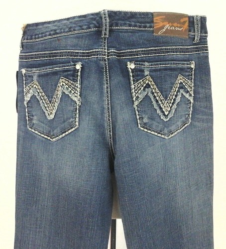  SEVEN JEANS  Blue DENIM REESE Embellished Pockets PREMIUM Womens sz 12 $88 - Picture 1 of 6