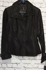 600 West Women’s Sz 8 Genuine Printed Leather Jacket-buckle Tabs-chocolate