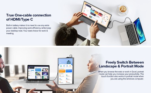UPERFECT Tragbarer Monitor mit Akku 15,6 Zoll Touchscreen 1080P FHD Bildschirm - Bild 12 von 12