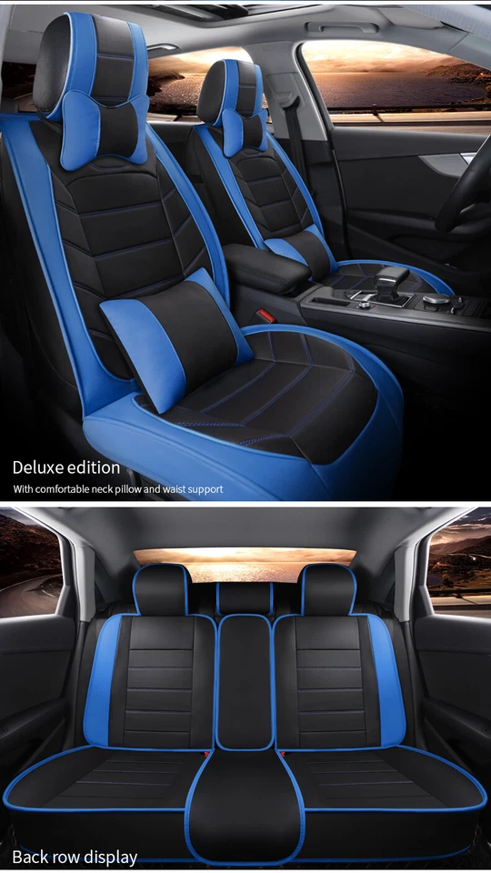 For Volkswagen Amarok 2011-2023 Car Seat Covers Front Rear Full Set Cushion Blue Foto 3 de 4