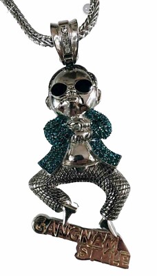 GANGNAM STYLE 1403 Rapper Pendant Silver & Gold 36 chain Custom Design Rare 4'' 