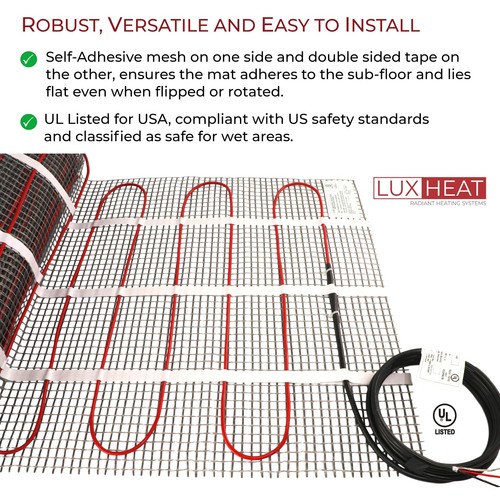 LuxHeat Mat Kit 240V (35-200sqft) Electric Radiant Floor Heating System & Sensor - Picture 3 of 8