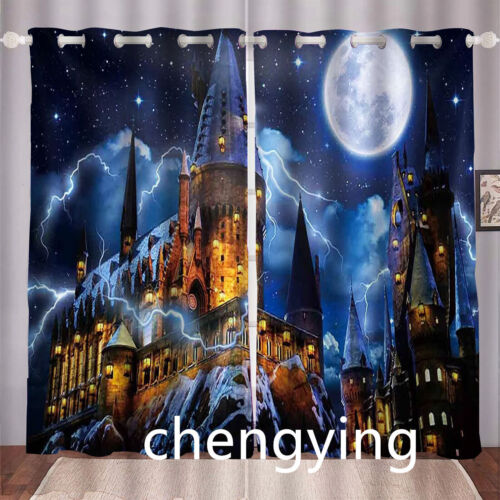 3D Harry Potter Made Pair Thick Thermal Blackout Curtains Ring Top Eyelet Gifts - Picture 4 of 42