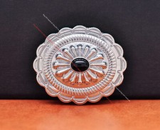 6X Bling Silver Flower Black Bead Leather Belt Saddle Bridle Conchos 44 38MM