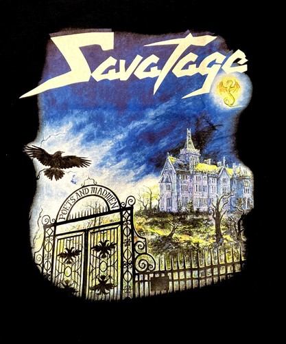 CAMISETA OFICIAL SAVATAGE cd cvr POETAS Y LOCOS LRG Nueva sirenas Mountain King - Imagen 2 de 3