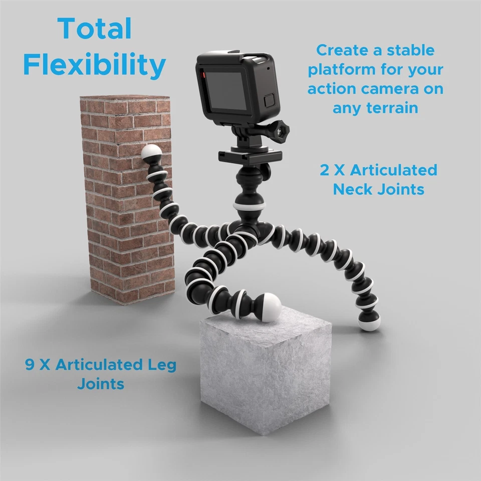 Flexible Tripod Mount Stand for GoPro Lit Hero 13 12 Max2 DJI OSMO Action 5 Cam - Image 3 of 4