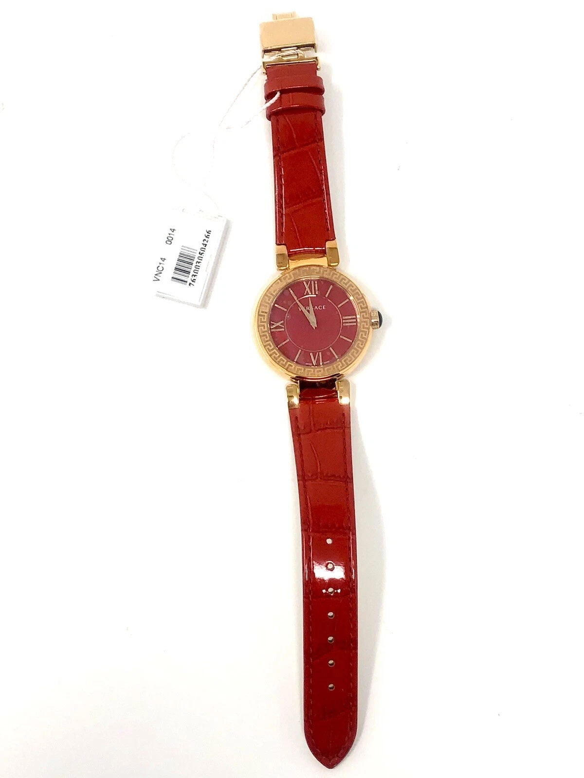 NUOVO Orologio Versace Leda Donna Oro IP Rosso Quadrante MOP Pelle Rosso VNC040014