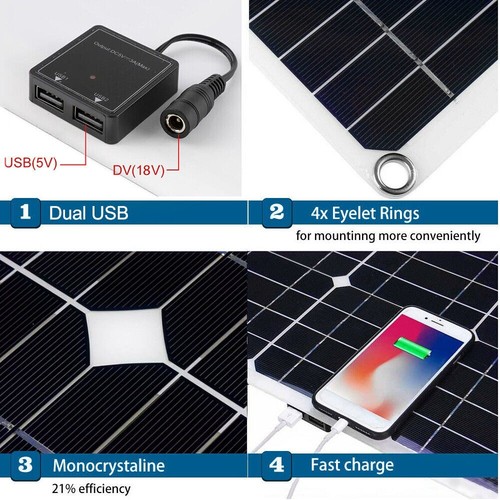 400 Watts Solar Panel Kit+100A Battery Charger+Controller Fit Outdoor Boat Car - Picture 10 of 15