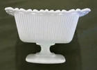 Vintage Milkglass  Pedestal Compote/Planter with Lattice Edge