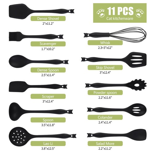silicone kitchen utensil set 11 cat shaped kitchen cooking utensil set cute c... - Picture 2 of 7