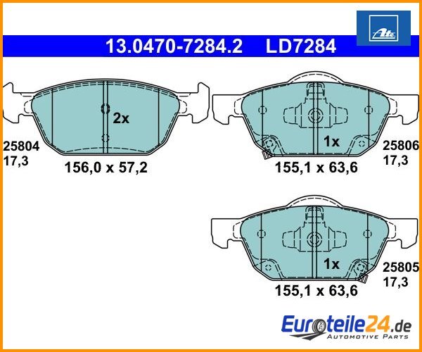 Bremsbelagsatz, Scheibenbremse Ate Ceramic Ate 13.0470-7284.2-image