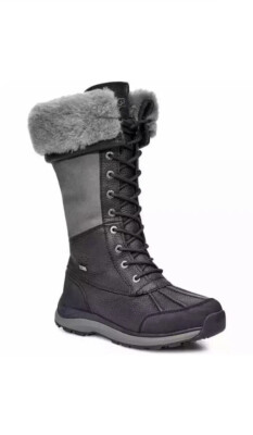 UGG ADIRONDACK TALL III BLACK WATERPROOF LEATHER WOMEN'S BOOTS SIZE US 9.5