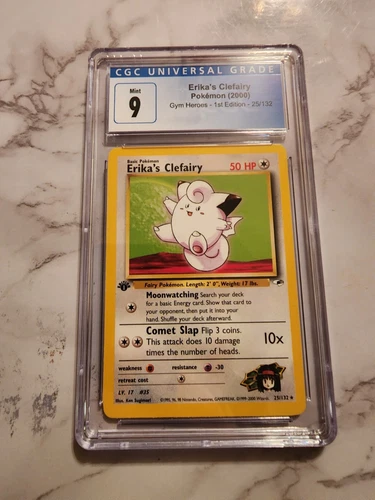 🔥 2000 Pokémon Erika's Clefairy Gym Heroes 25/132 1st Edition Rare CGC 9 🔥