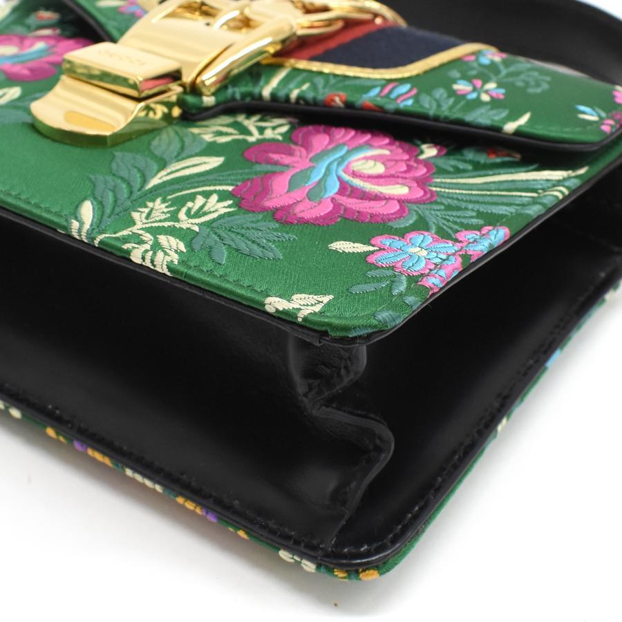 Gucci Sylvie Embroidery Handbag Shoulder Bag Sherry Line