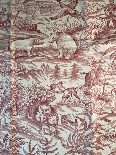 Fabric - RARE Waverly Schumacher Collection Explorer Toile de Jouy - 38 L x 56 W - Picture 9 of 16