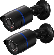2-Pack Fake Security Cameras with LED Light Warning Sticker - Dummy CCTV Cameras