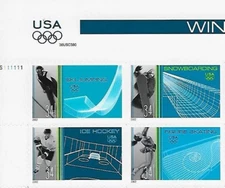 US Winter Sports Olympic 34c Stamp Plate Block of 4 Scott #3552-3555