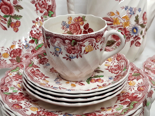 Teil-Kaffeeservice SPODE / Copeland "Spode´s Bouquet" 18 Teile - Bild 2 von 11