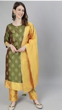 NWT Jaipur Kurti Women Kurta and Pant Set Size XL / 42 Green Yellow