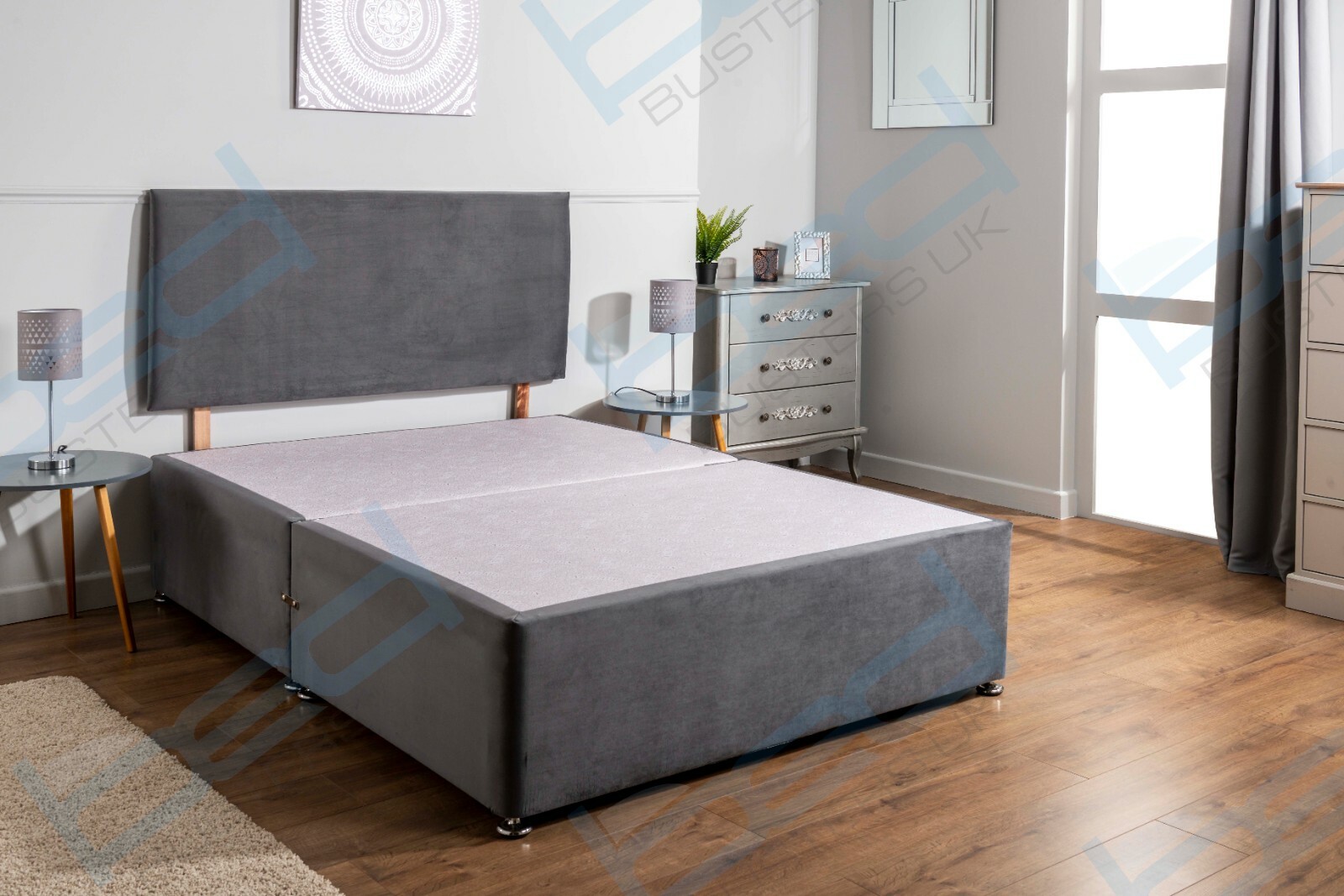 Plush Divan Bed Base And Headboard Only 3FT Single 4FT6 Double 5FT