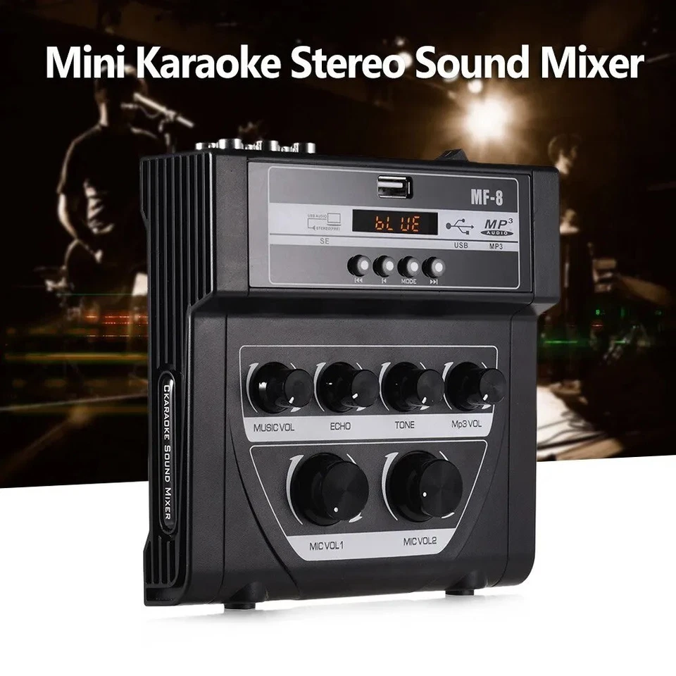 LARRIVEE Mini Bluetooth Audio Mixer Sound Amplifier Console Karaoke Stereo USB - Image 2 of 4