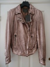 Women's Biker Jacket, New With Tags, Uk 6, Muubaa, Metallic, Rose Gold