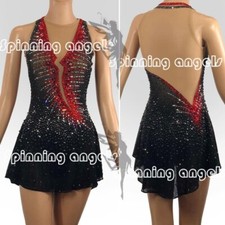 Ice Figure Skating Dress/Dance/Baton Twirling costume Custome black sleeveless