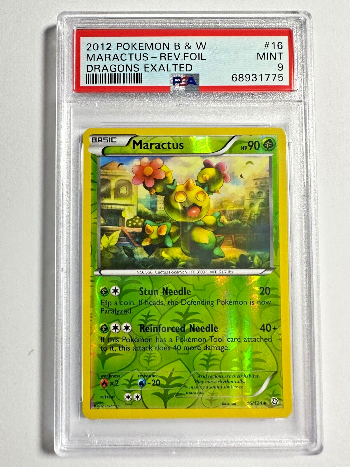 PSA 9 Mint Maractus Reverse Holo 2012 Pokemon Dragons Exalted #16
