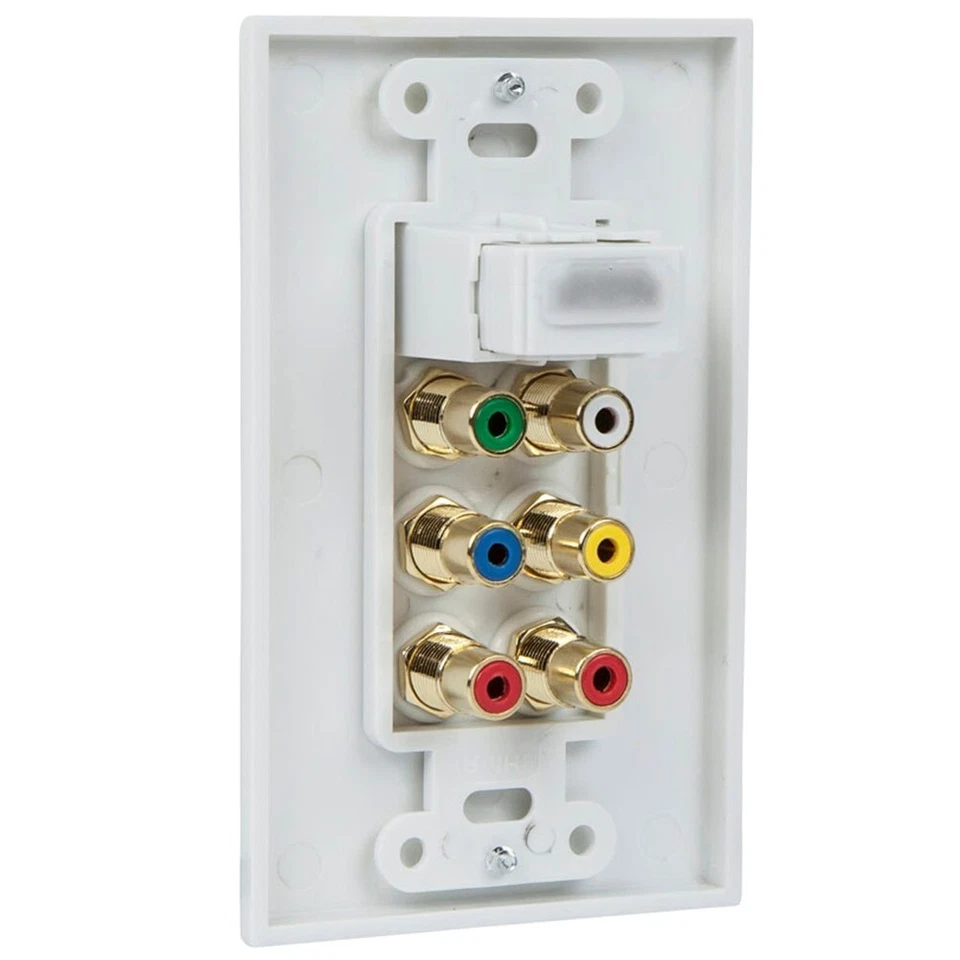 Panel de placa frontal de pared enchapado en oro HDMI 6 RCA audio video HDTV empotrado de 1 velocidad Foto 2 de 3