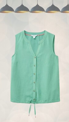 Ex White Stuff Women s Sleeveless Summer Vest in Mid Green